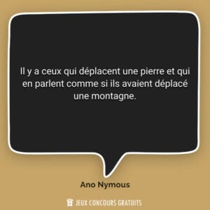 Il y a ceux qui déplacent une pierre et qui en parlent comme si ...