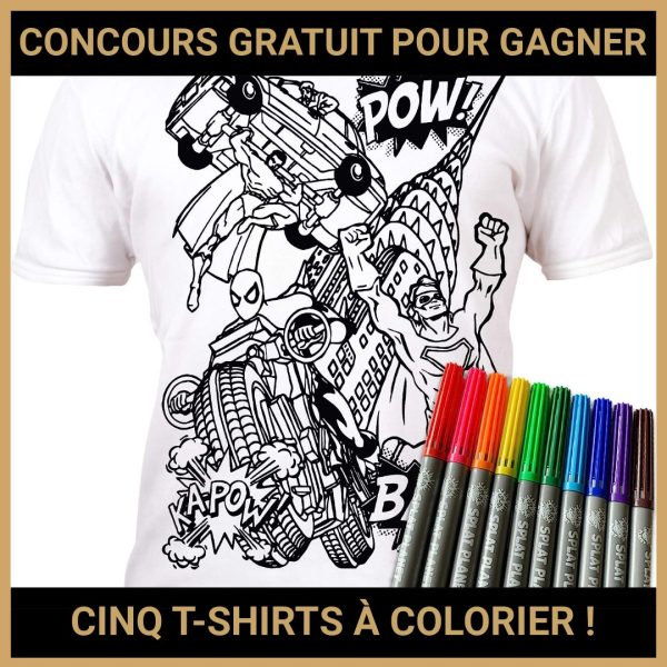 JEU CONCOURS GRATUIT POUR GAGNER CINQ T-SHIRTS À COLORIER !