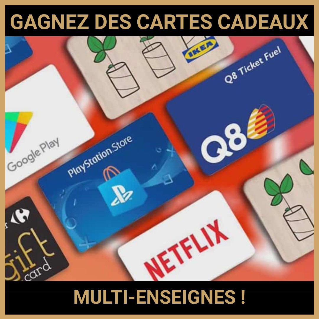 JEU CONCOURS GRATUIT POUR GAGNER DES CARTES CADEAUX MULTI-ENSEIGNES !