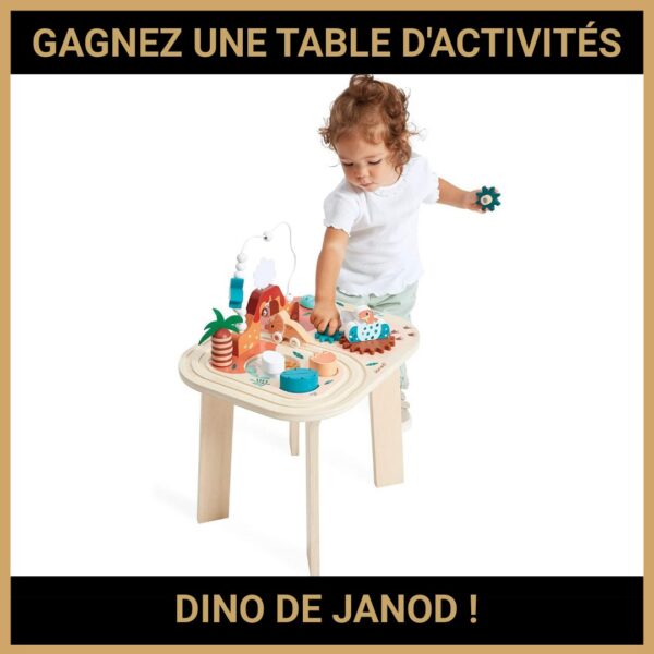 JEU CONCOURS GRATUIT POUR GAGNER UNE TABLE D'ACTIVITÉS DINO DE JANOD !
