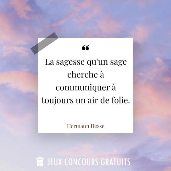 Citation Hermann Hesse : La sagesse qu'un sage cherche à communiquer à toujours un air de folie....