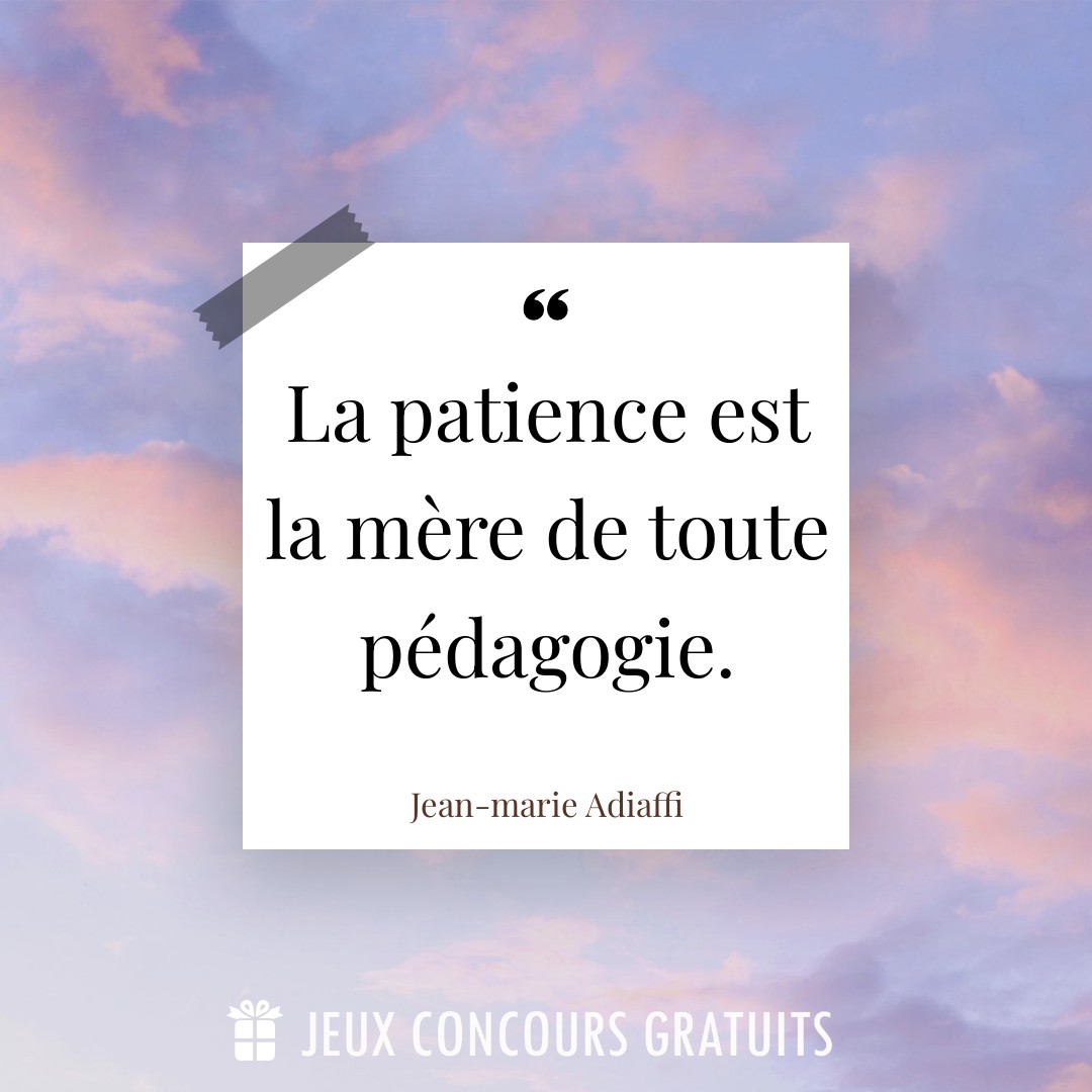 Citation Jean-marie Adiaffi : La patience est la mère de toute pédagogie....