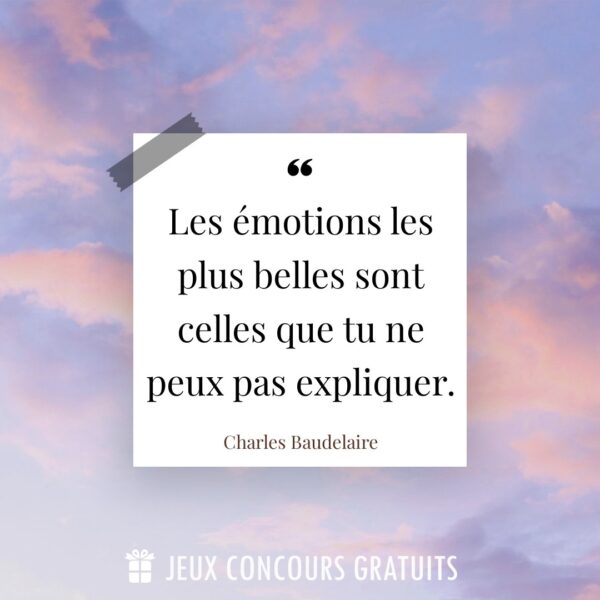 Citation Charles Baudelaire : Les émotions les plus belles sont celles que tu ne peux pas expliquer....