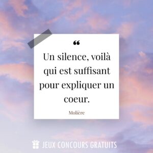 Citation Molière : Un silence, voilà qui est suffisant pour expliquer un coeur....
