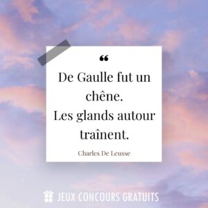 Citation Charles De Leusse : De Gaulle fut un chêne.
Les glands autour traînent....
